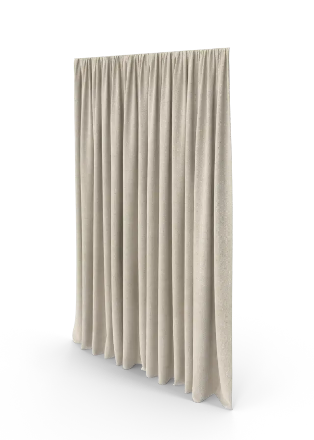 Custom full-drop beige curtain with soft pleats