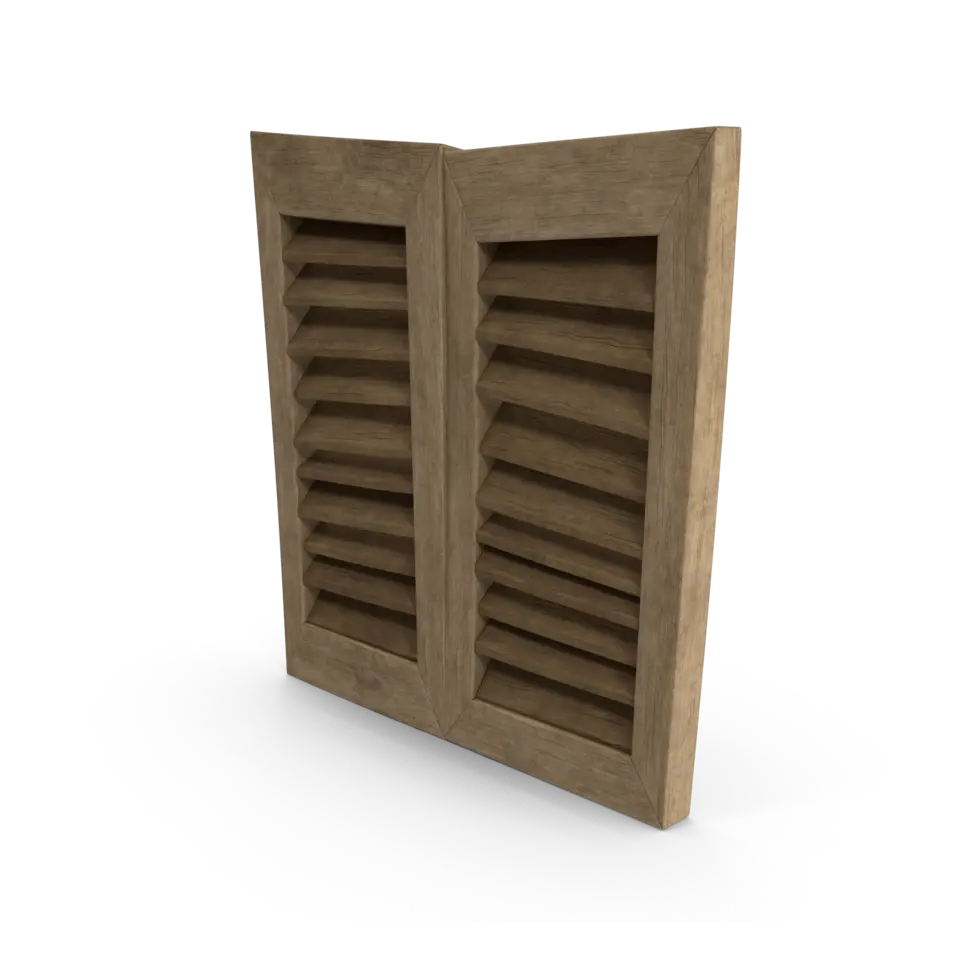 White plantation shutters with adjustable louvers on window